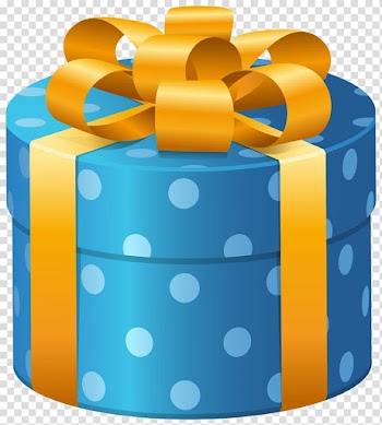 Blue gift box illustration, Gift Box , Oval Blue Dotted Present Box transparent background PNG clipart