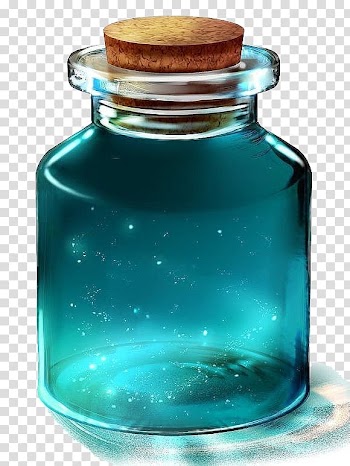 Blue glass jar with liquid inside, Anime Chibi Bottle , Star Glass transparent background PNG clipart