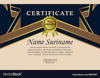 blue gold color certificate award design