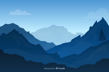 Blue gradient mountains landscape background Free Vector