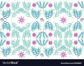 blue green and purple flowers and branches pattern