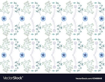 blue green and purple flowers and leaves pattern