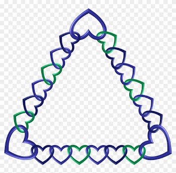 Blue Green Indigo Frame 11 Triangle Hearts By Happyare - Frame Triangele