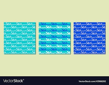 blue-green sea pattern set seamless lettering