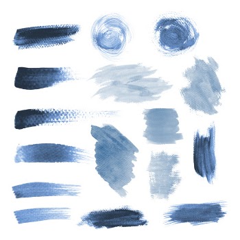 Blue grunge brushstroke design vector set Free Vector