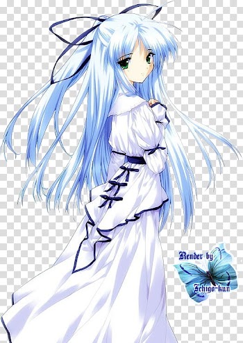 Blue-haired female anime character illustration transparent background PNG clipart