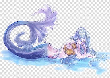 Blue haired mermaid , ArcheAge The Little Mermaid, Colorful hand-painted mermaid transparent background PNG clipart
