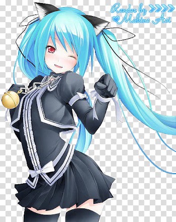 Blue haired woman anime character transparent background PNG clipart