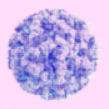 Blue halftone coronavirus on purple background illustration vector | Free  vector - 2309063