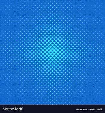Blue halftone heart background pattern - love vector image