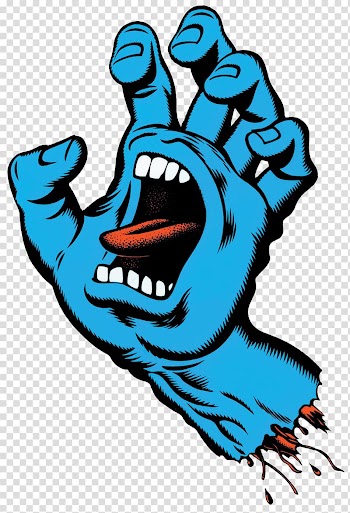Blue hand Halloween-themed , Santa Cruz NHS, Inc. Sticker Skateboarding, skateboard transparent background PNG clipart