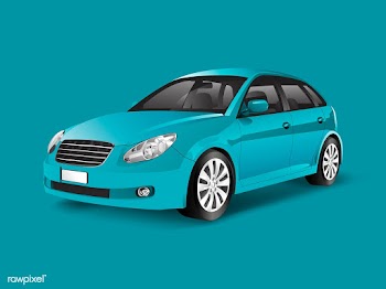 Blue hatchback car in a blue background vecto.. | Free stock vector - 540288
