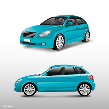 Blue hatchback car isolated on white vector | Free stock vector - 540396