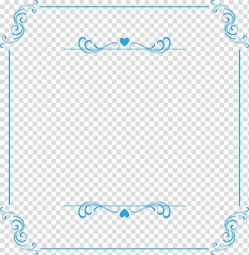 Blue heart floral borderline, Europe Blue Adobe Illustrator, Sky blue European lace transparent background PNG clipart