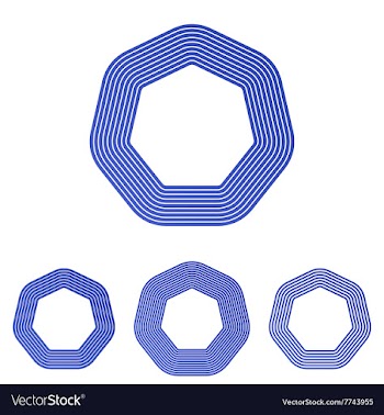 Blue heptagon logo design set vector image
