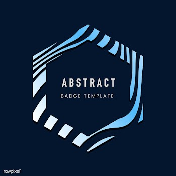 Blue hexagon abstract badge template vector | Free stock vector - 538121