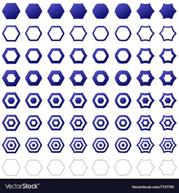 Blue hexagon icon template set vector image