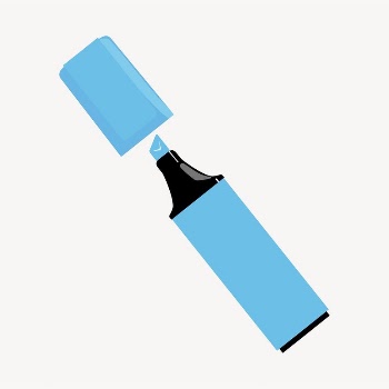 Blue highlighter marker clipart, stationery | Free Vector - rawpixel