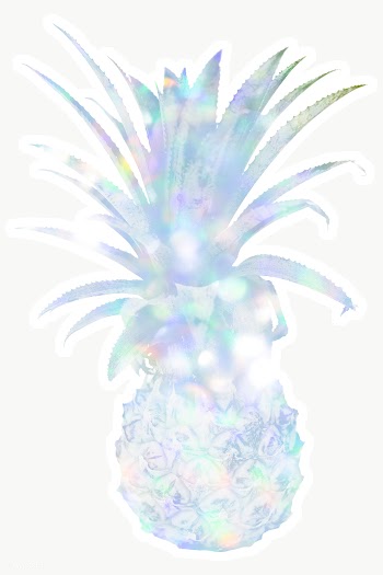 Blue holographic pineapple sticker design element | Free  transparent png - 2337848
