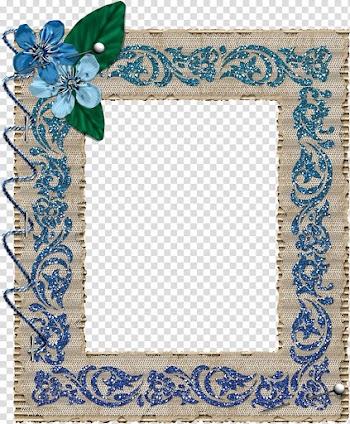 Blue Icon, European blue flower frame transparent background PNG clipart