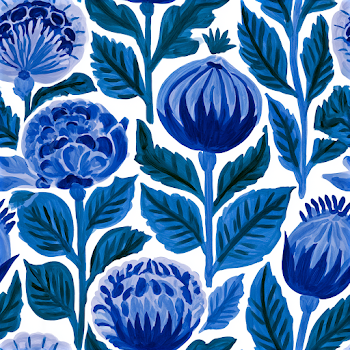Blue Indian Floral Tile Pattern