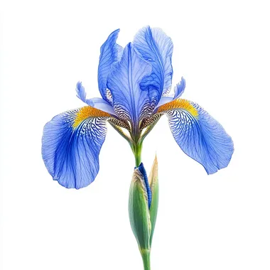 Blue Iris Flower with Yellow Stamen Isolated on White Background Blue Iris Flower with Yellow Stamen Isolated on White Background