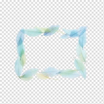 Blue leaf frame template, Blue Leaf Feather Pattern, Leaf Border transparent background PNG clipart