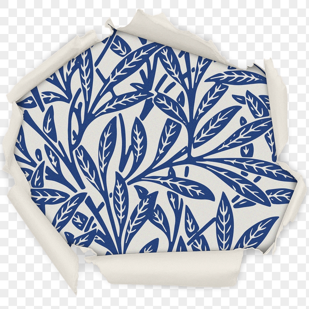 Blue leaf png pattern badge | Free PNG - rawpixel