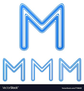Blue letter m logo design set vector image