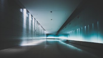 blue light on hallway