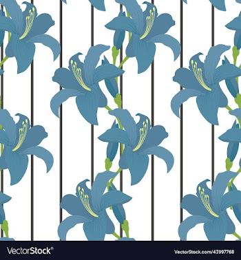 blue lily seamless pattern
