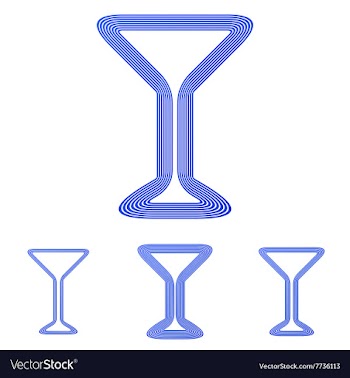 Blue line cocktail logo design set vector image