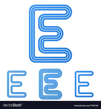 Blue line e logo design set vector image