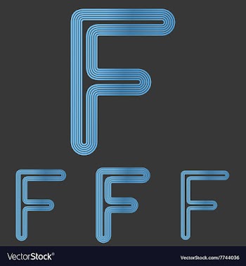 Blue line f logo design set vector image