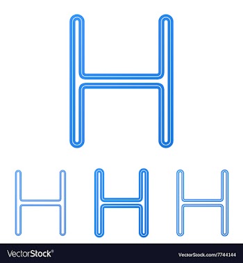 Blue line h logo design set vector image