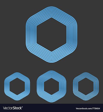 Blue line hexagonal logo design set vector image