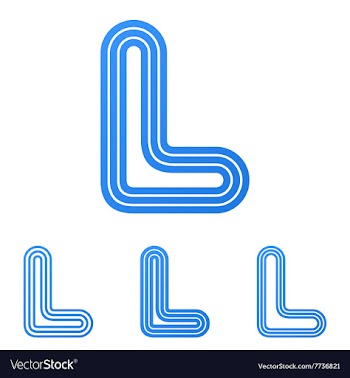 Blue line l logo design set vector image