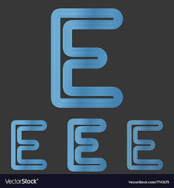 Blue line letter e logo design set vector image
