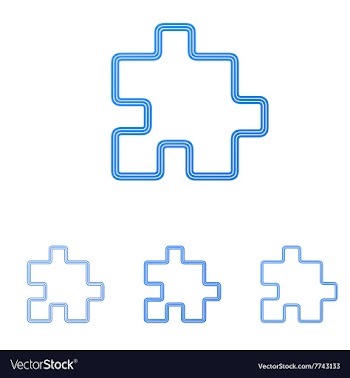 Blue line puzzle logo design set vector image