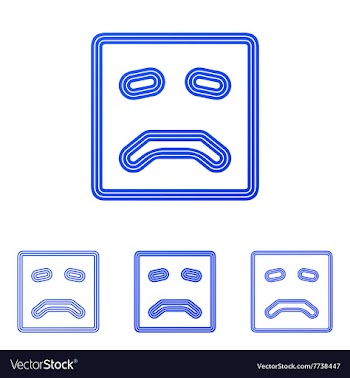 Blue line sad logo design set vector image