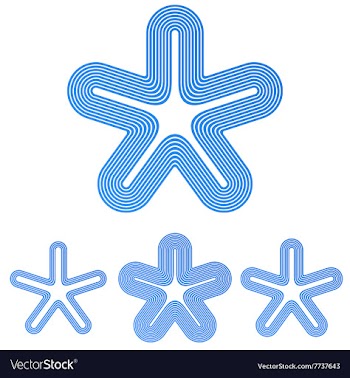 Blue line star logo design set vector image