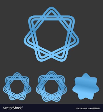 Blue line star logo design set vector image