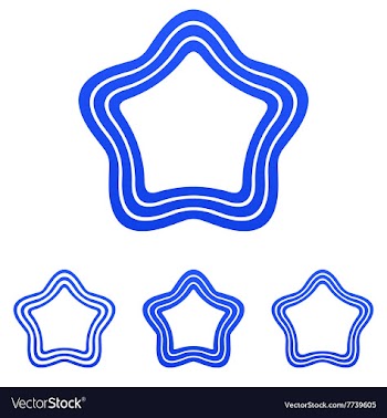 Blue line star logo design set vector image