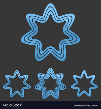 Blue line star logo design set vector image
