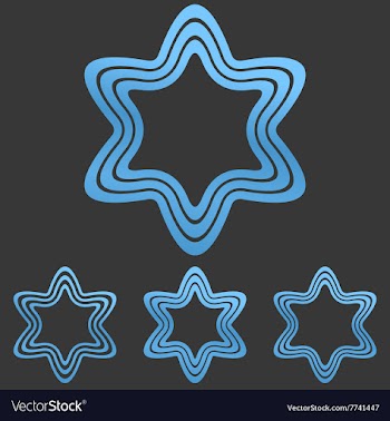Blue line star logo design set vector image