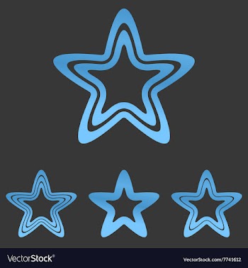 Blue line star logo design set vector image