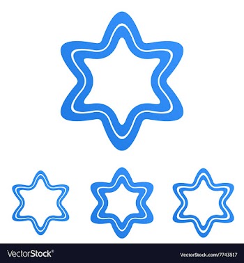 Blue line star logo design set vector image