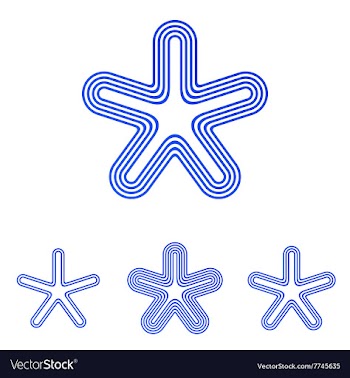 Blue line star logo design set vector image