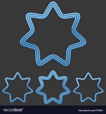 Blue line star logo design set vector image