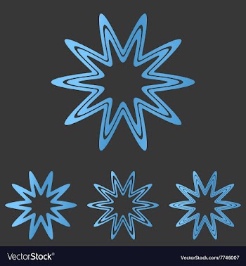 Blue line star logo design set vector image